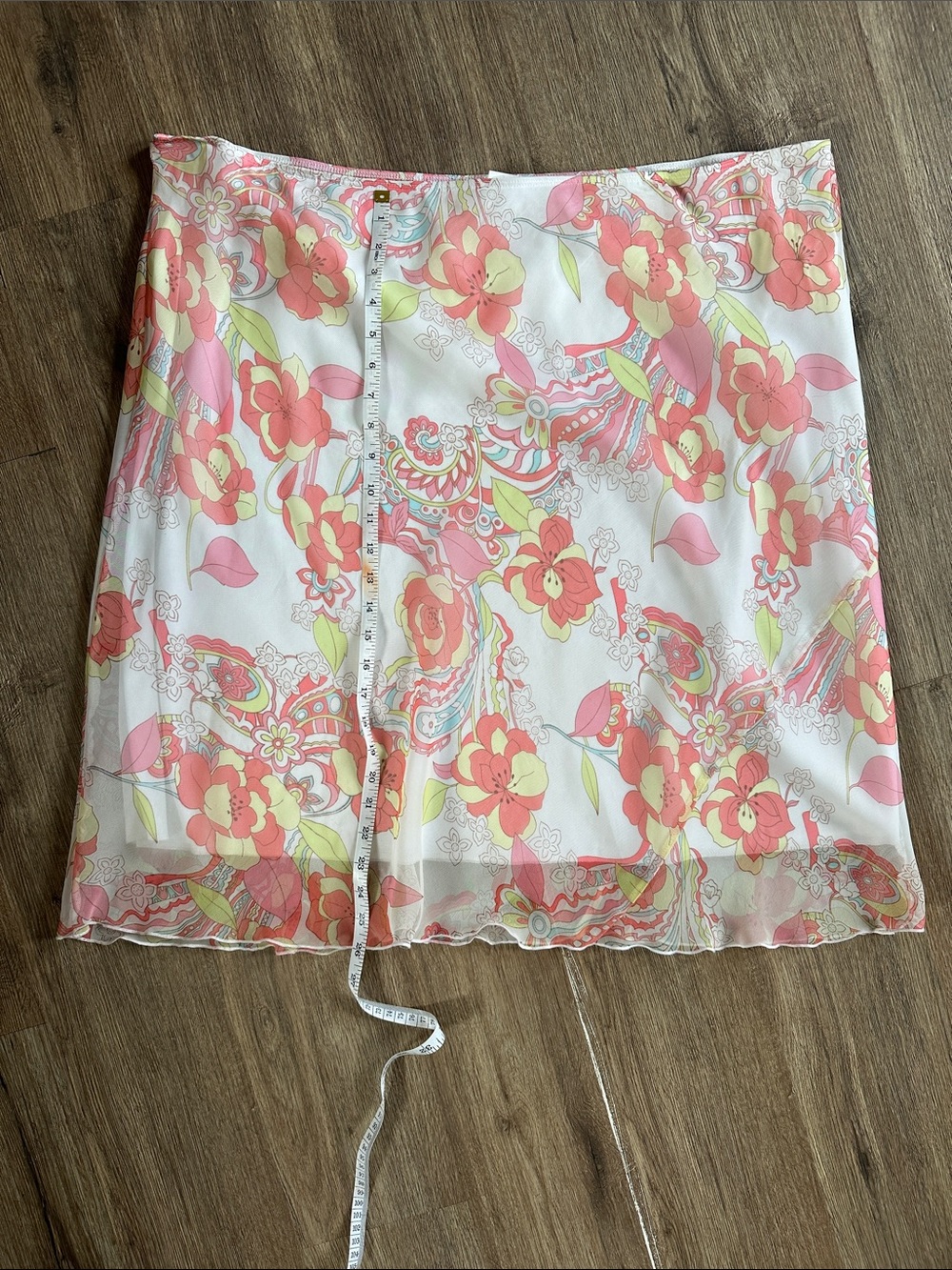 Floral Sheer Skirt in White and Coral